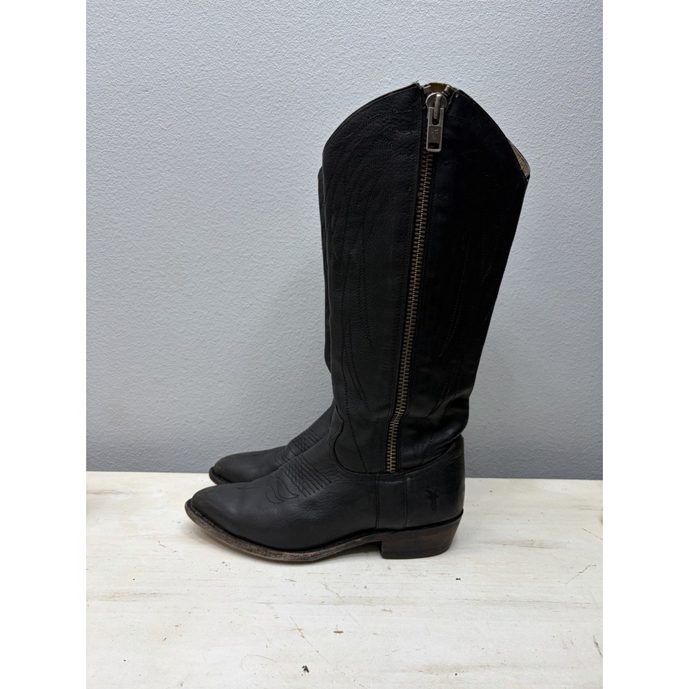 Frye Black Leather "Made In USA) Pointed Toe Western Boots Size 9